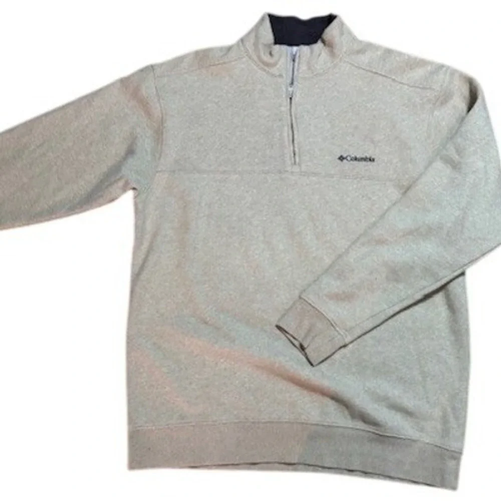 Columbia Pullover Mens XL Tan Heather Quarter Zip Mock Neck Long Sleeve Fleece‎
